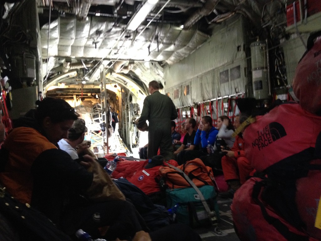 Looking toward the back of the C-130 from Christchurch to McMurdo.