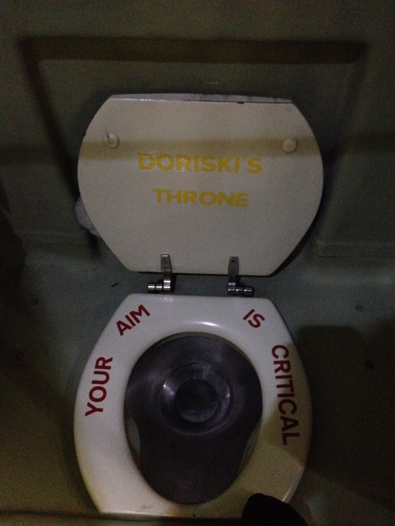 The toilet on the C-130. I'm not sure who Doriski is, but maybe his aim wasn't so true. 