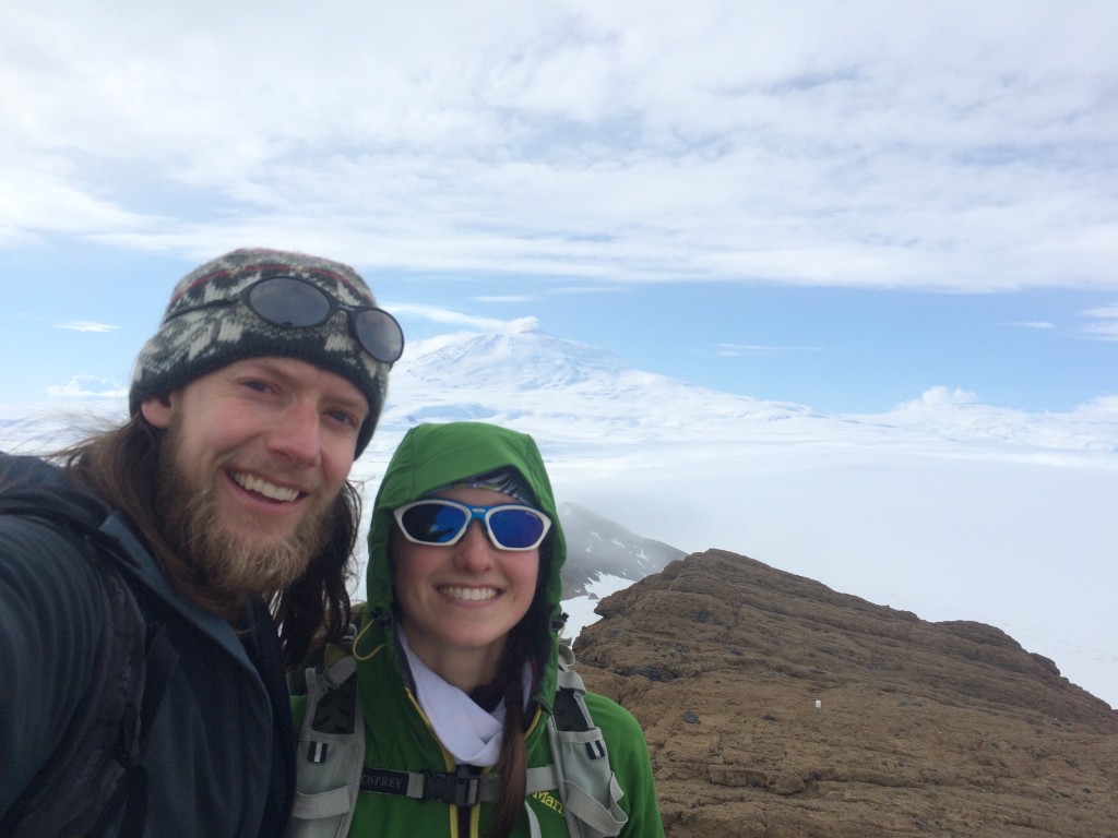 Richard and I on top of Castle Rock with Erebus behind.