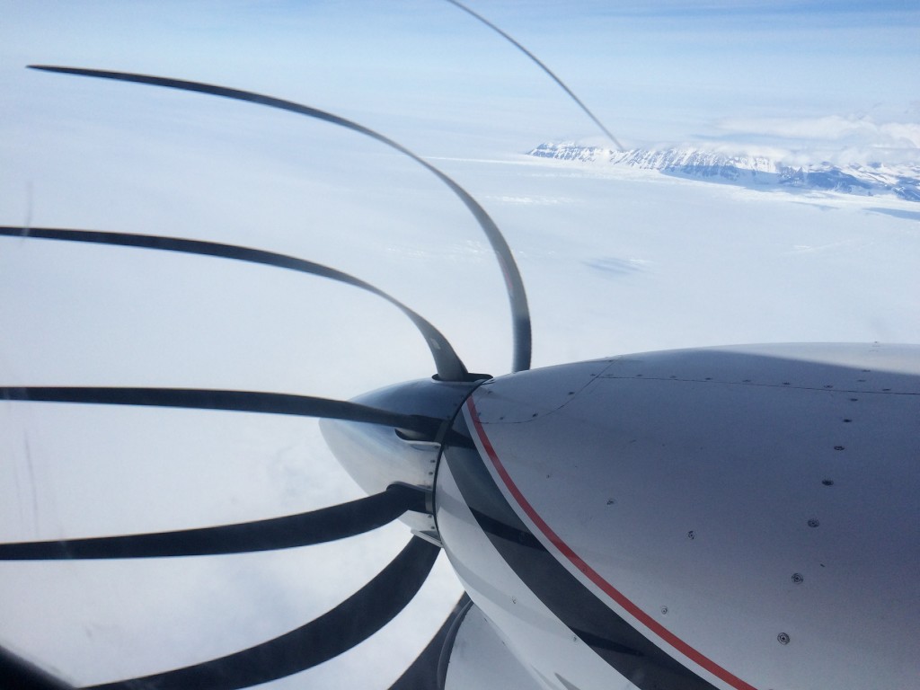 Propellors out the window of the DC3. 