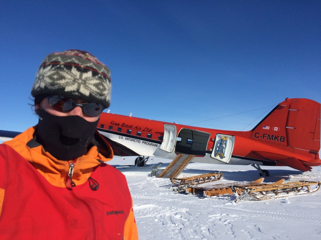 Richard and the plane in the middle of the Ross Ice Shelf. 