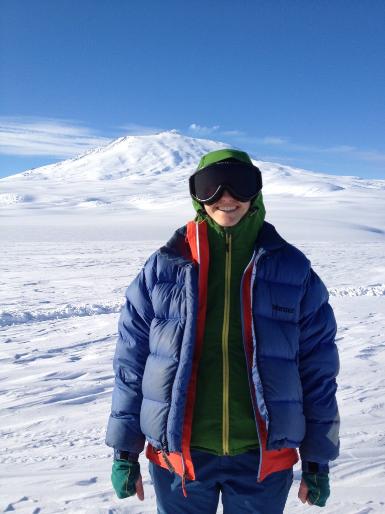 Here's me and Erebus. From that point, I was about 12 miles (as the crow flies) and about 11,000 feet below the summit crater. 