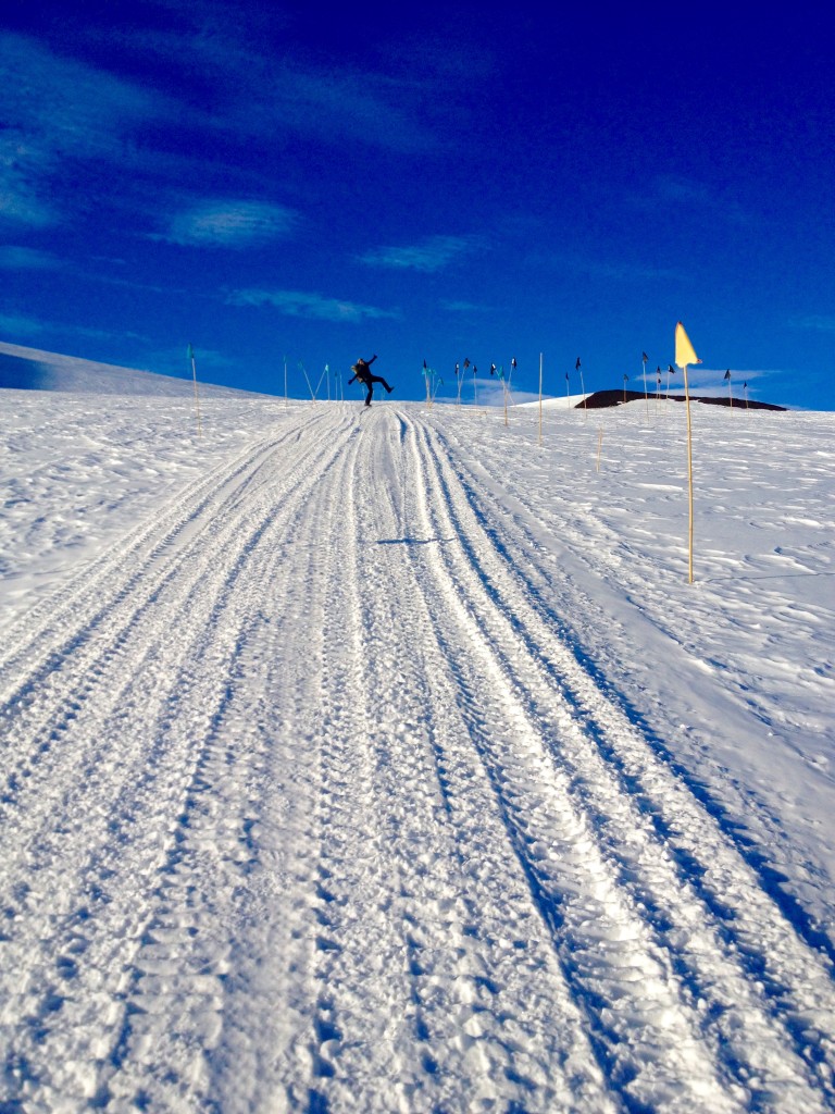 Richard ahead of me on the incline heading up the ridge from ice sheet to land.