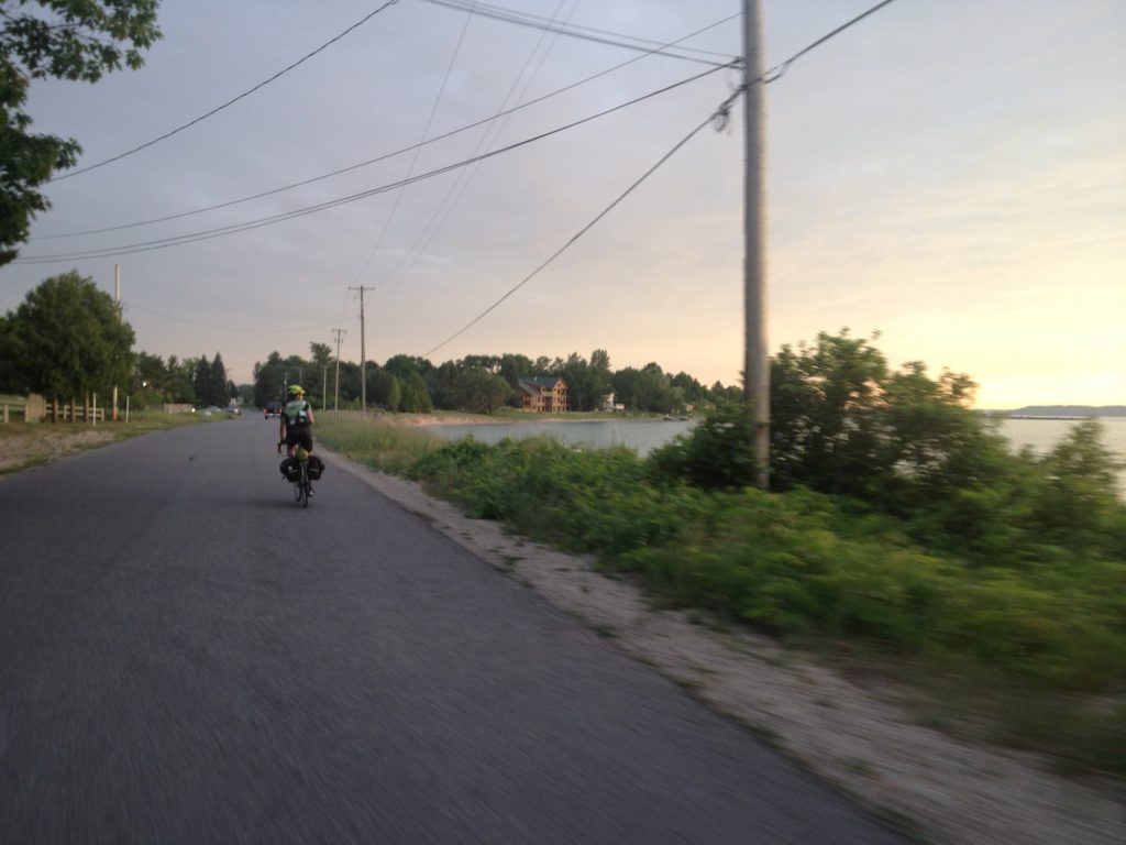 Riding near the coast.